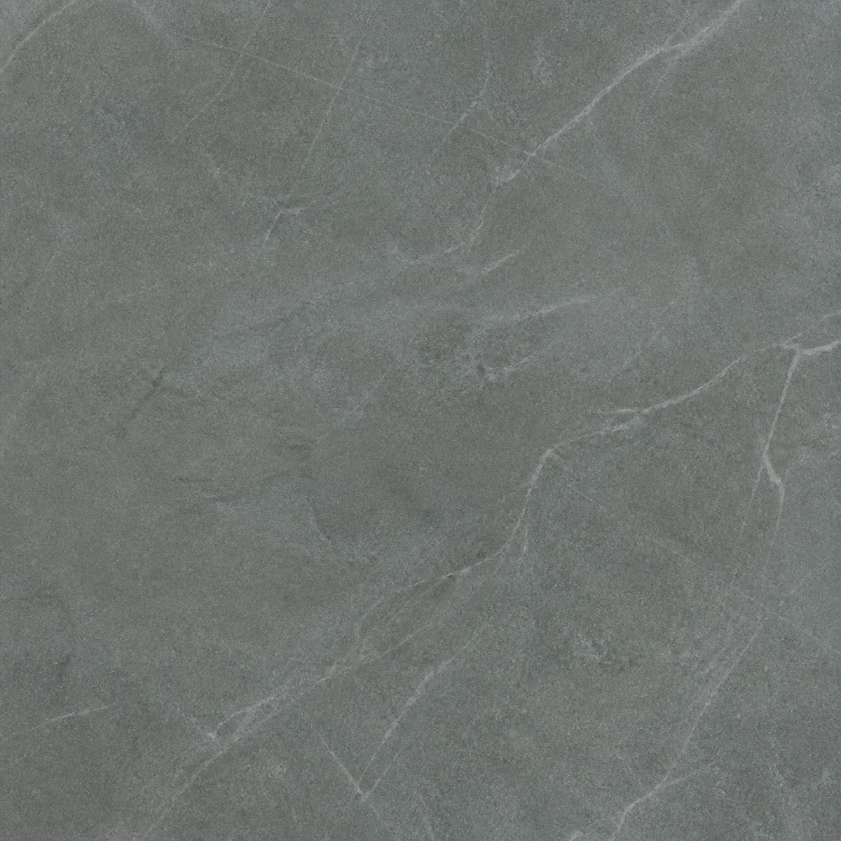 Close-up of a honed Julia soapstone countertop, mid-grey with a soft green cast and sparse light veining