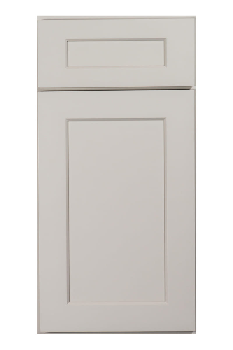 US Cabinet Depot Shaker Dove cabinet door — a soft warm greige shaker door with a flat recessed centre panel
