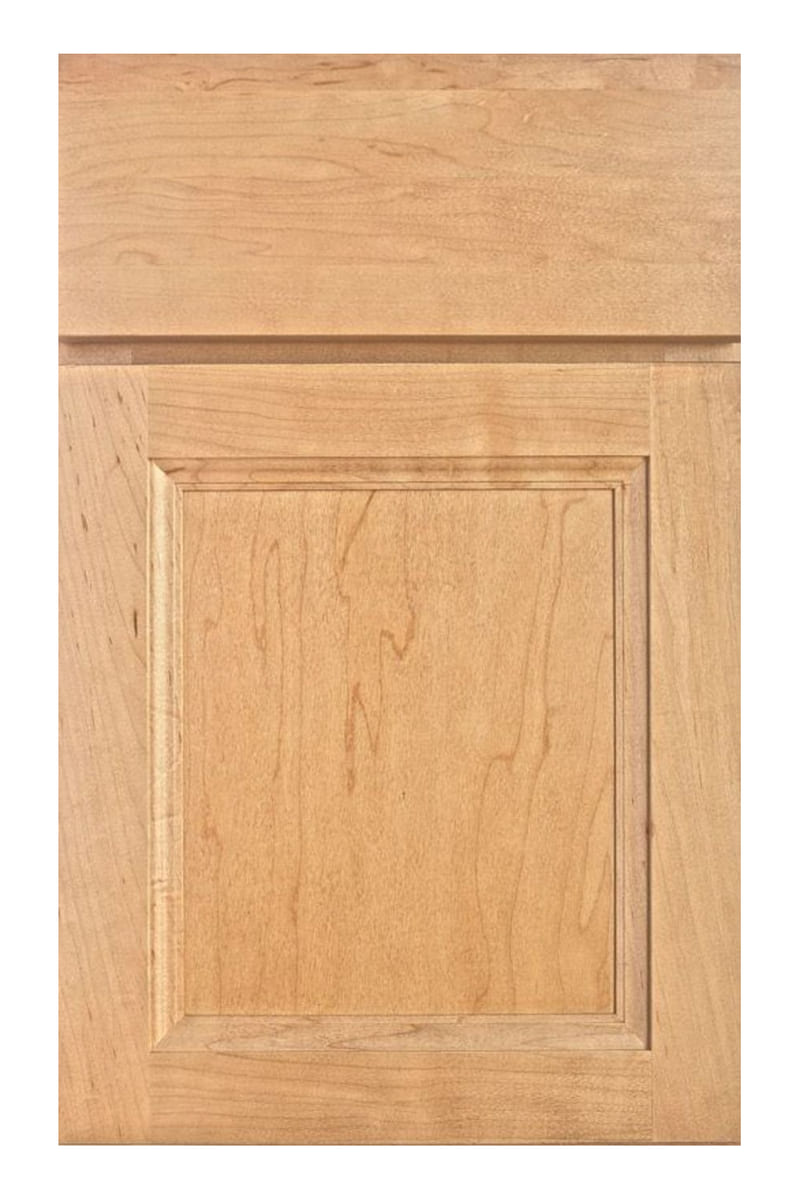 Wellborn Forest Destin cabinet door in maple with a wheat stain — a shaker door with a soft cove around the flat recessed panel