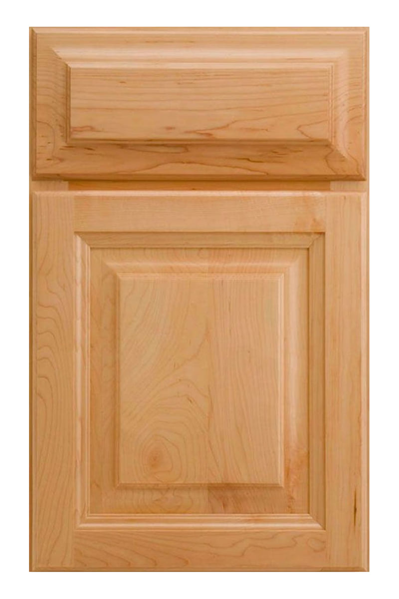 Wellborn Forest Madison cabinet door in maple with a wheat stain — a mitered moulded frame around a raised centre panel