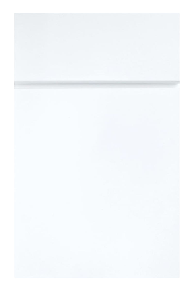 Wellborn Forest Vail cabinet door in painted MDF — a completely flat slab door with no frame and no panel